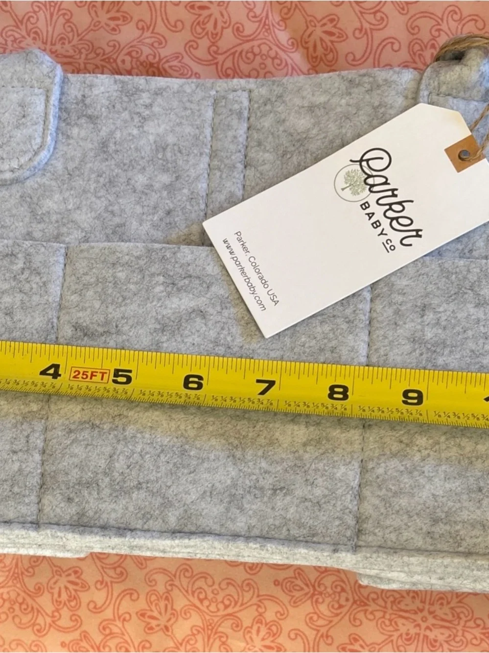 Parker Baby Co. Gray Felt Nursery Storage Caddy w/ exterior pockets foldable.NWT